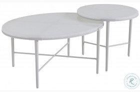Seabrook Artistic Glass And Oyester White Outdoor Bunching Cocktail Table