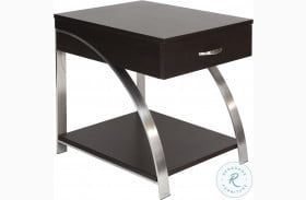 Tioga Espresso And Brushed Chrome Metal End Table