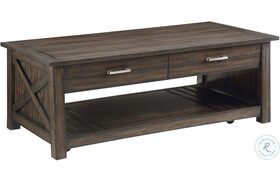 Traine Distressed Dark Brown Lift Top Cocktail Table