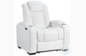 Party Time White Power Recliner With Power Headrest