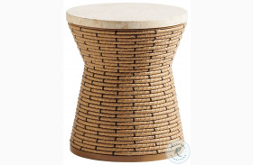 Los Altos Valley View Natural Mactan Stone And Rich Aged Patina Outdoor Round Large Side Table