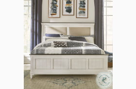 Allyson Park Wire Brushed White And Charcoal King Upholstered Panel Bed