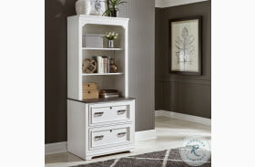 Allyson Park Wire Brushed White And Charcoal Bunching Lateral File Cabinet with Hutch