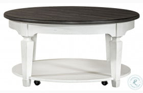 Allyson Park Wire Brushed White And Charcoal Round Cocktail Table