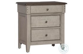 Ivy Hollow Weathered Linen And Dusty Taupe 3 Drawer Nightstand with Charging Station