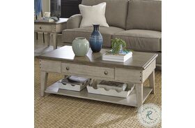Ivy Hollow Weathered Linen And Dusty Taupe Drawer Cocktail Table