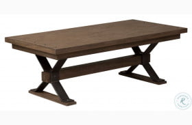 Sonoma Road Weathered Beaten Bark And Antique Pewter Metal Rectangular Cocktail Table
