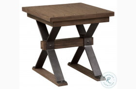 Sonoma Road Weathered Beaten Bark And Antique Pewter Metal End Table