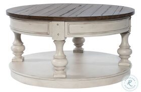 Morgan Creek Antique White And Wire Brushed Tobacco Round Cocktail Table