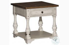 Morgan Creek Antique White And Wire Brushed Tobacco Accent End Table