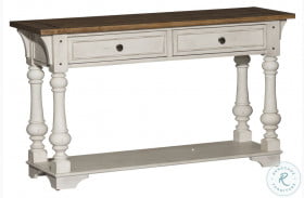 Morgan Creek Antique White And Wire Brushed Tobacco Sofa Table