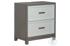 Palmetto Heights Shell White And Driftwood 2 Drawer Nightstand with Charging Station