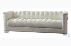 Chaviano Pearl White Tufted Sofa