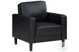Ruth Black Track Arm Faux Leather Accent Chair