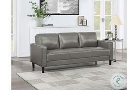 Ruth Gray Track Arm Faux Leather Sofa