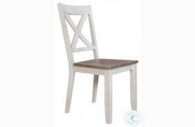 Lakeshore White And Wood Tone X Back Side Chair Set Of 2