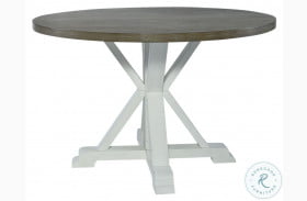 Lakeshore White And Wood Tone Single Pedestal Dining Table