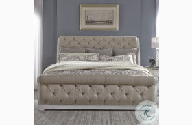 Abbey Park Antique White Upholstered Sleigh Bed