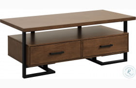 Sedley Walnut And Rustic Black Cocktail Table