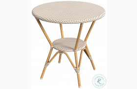 Tobias Beige and White Rattan Round Dining Table