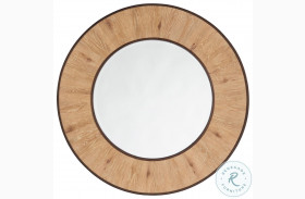 Los Altos Natural Oak Stain And Aged Bronze Carins Round Mirror