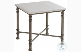 Ocean Breeze Santa Cruz Marble And Aged Pewter Flagler Square End Table