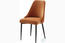 Keene Orange Velvet Side Chair Set of 2