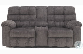 Acieona Slate Double Reclining Loveseat with Console