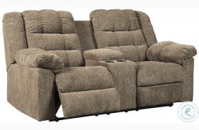 Workhorse Cocoa Double Reclining Console Loveseat