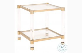 Nouveau Clear And Brushed Brass End Table