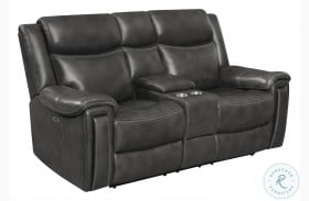 Shallowford Hand Rubbed Charcoal Power Reclining Console Loveseat With Power Headrest