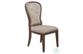 Americana Farmhouse Dusty Taupe Upholstered Tufted Back Side Chair Set of 2
