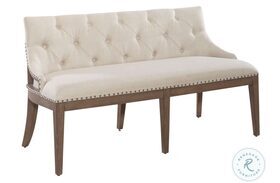 Americana Farmhouse Dusty Taupe Upholstered Shelter Dining Bench