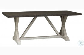 Willow Run Rustic White And Weathered Gray Trestle Dining Table