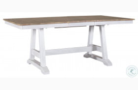Lindsey Farm Weathered White And Sandstone Extendable Trestle Dining Table