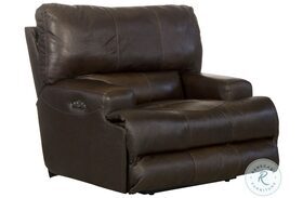 Wembley Chocolate Leather Power Headrest Lay Flat Recliner