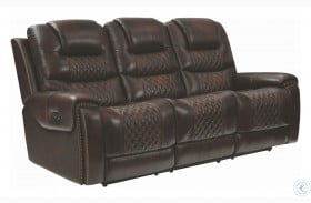 North Dark Brown Leather Power Reclining Sofa With Power Headrest