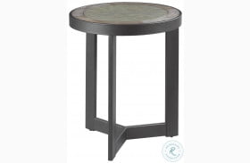 Graystone Rustic Dark Oak And Wrought Iron Metal Round End Table