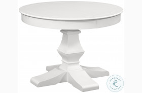 Cottage Traditions Clean White Cottage Pedestal Round Extendable Dining Table