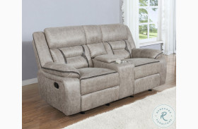 Greer Taupe Glider Reclining Console Loveseat