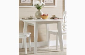 Simplicity Paperwhite Round Drop Leaf Dining Table