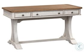 Farmhouse Reimagined Antique White And Chestnut Writing Desk