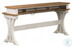 Farmhouse Reimagined Antique White And Chestnut Console Bar Table