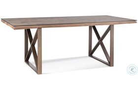 Cambria Bronze And Natural Reclaimed Wood Glass Top Dining Table