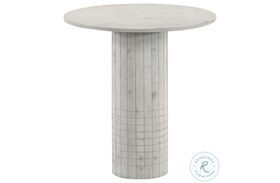 Astoria White Round Genuine Marble End Table