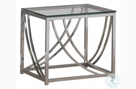 Lille Glass Top  And Chrome End Table
