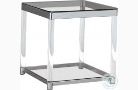 Claude Chrome and Clear Acrylic End Table