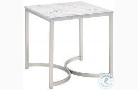 Leona White And Satin Nickel End Table 