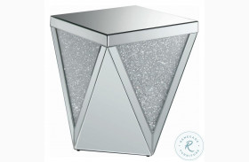 Gunilla Silver And Clear Mirror Triangle Detailing End Table