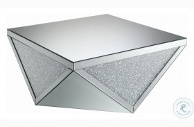 Gunilla Silver And Clear Mirror Triangle Detailing Coffee Table